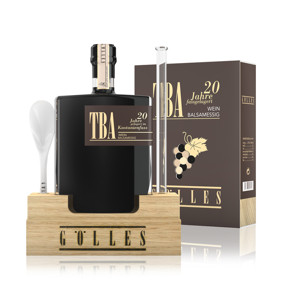 goelles-tba_balsamessig_kastanienfass-1080sq Flasche Gölles TBA Balsamessig Kastanienfass – feiner Balsamessig mit Kastanienholz-Note.