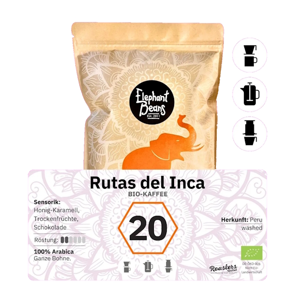 Elephant Beans Rutas del Inca Kaffee Peru 500 g