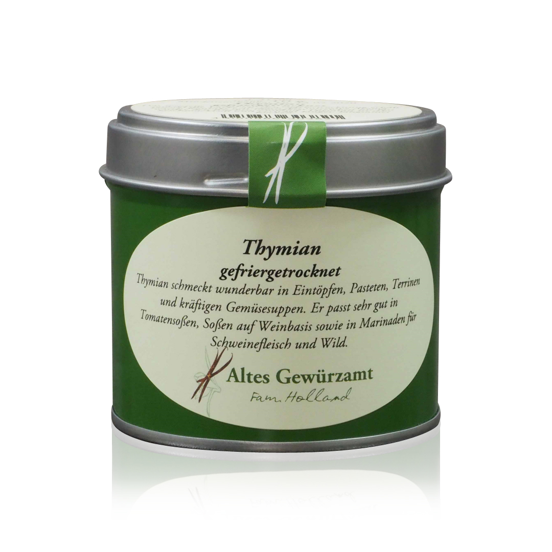 Altes Gewürzamt Thymian Gefriergetrocknet Dose Produktbild Altes Gewürzamt Thymian Gefriergetrocknet Dose