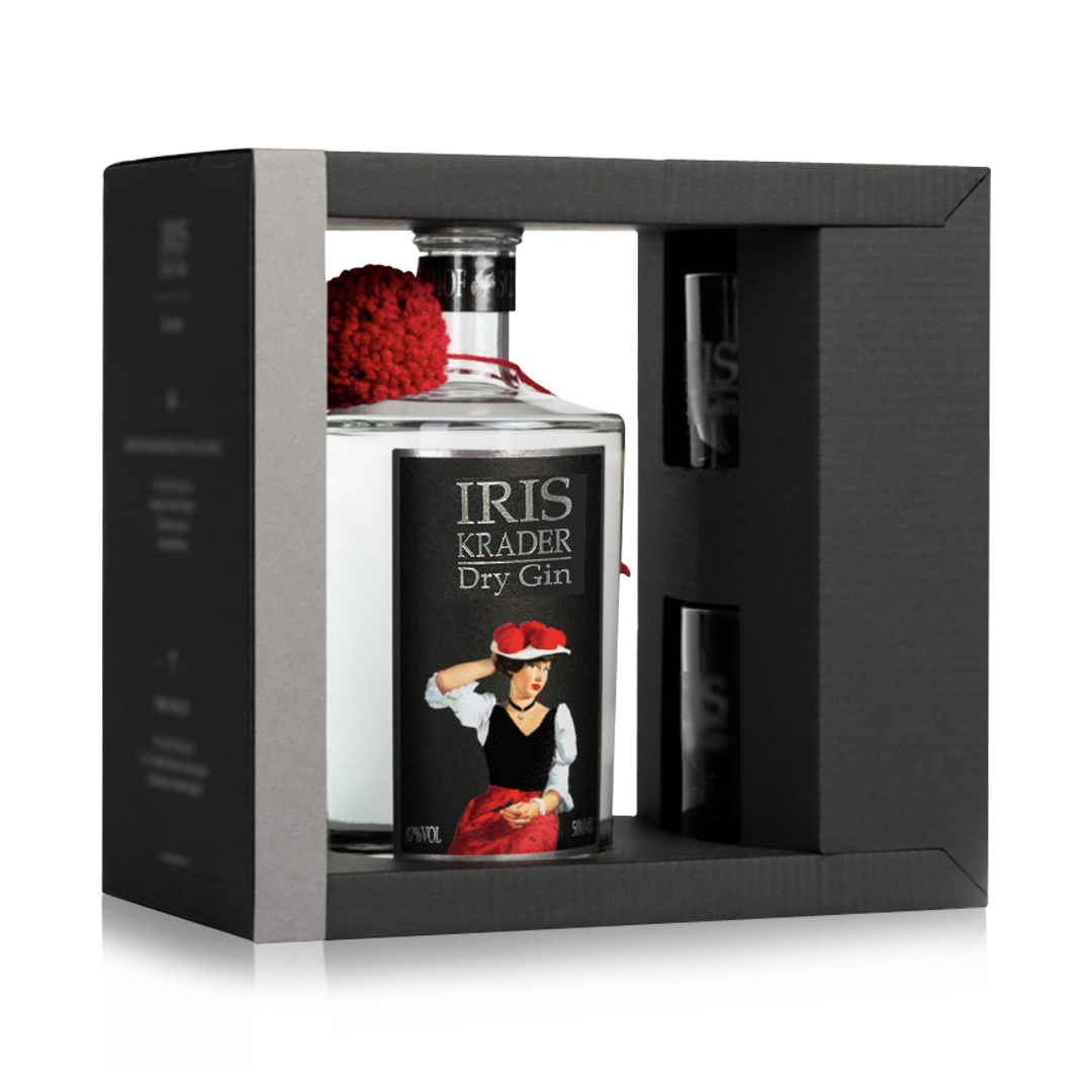 Scholerhof_iris-dry-gin_onpack-1080sq Iris Dry Gin Set 1 50 cl Flasche Iris Gin + 2 Iris Gin Gläser