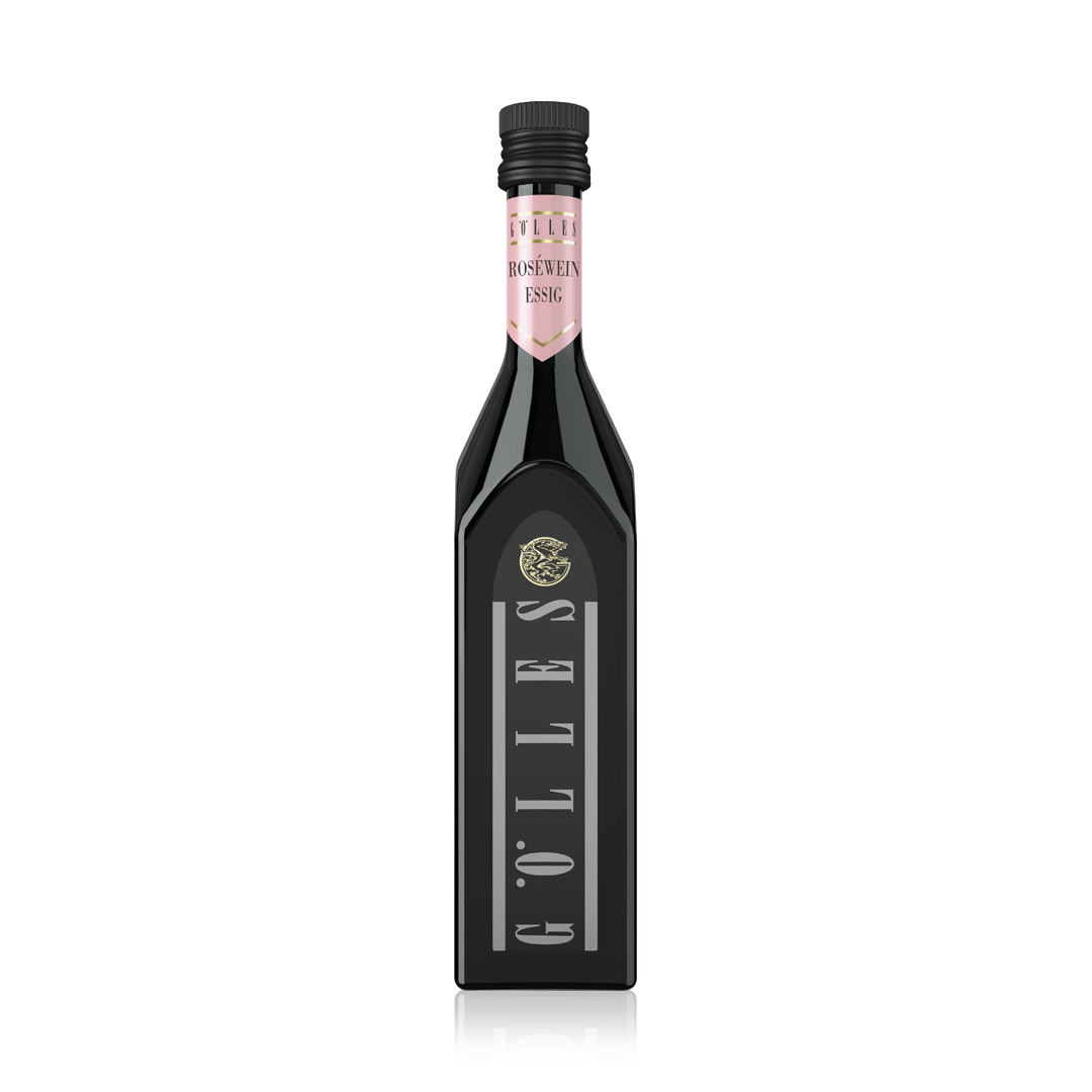 Flasche Gölles Roséwein Essig 500 ml – aromatischer Essig aus Roséwein.