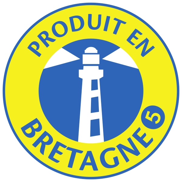 Logo von Produit en Bretagne, mit stilisiertem Leuchtturm und Schriftzug, symbolisiert regionale Produkte und Qualität aus der Bretagne