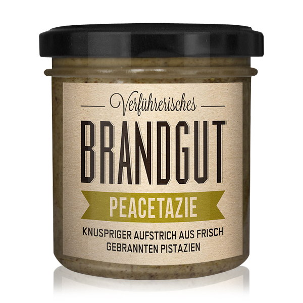 Brandgut Peacetazie Produktbild: ein Glas  Brandgut Peacetazie vor weißem Hintergrund