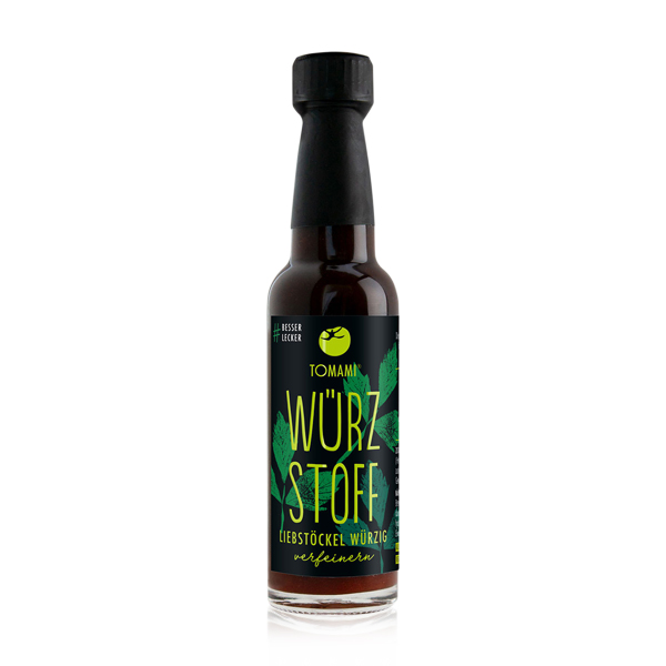 Tomami Würzstoff 90 ml Produktbild einer Flasche Würzstoff 90 ml von Tomami vor weißem Hintergrund